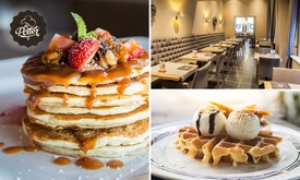 American pancakes of Brusselse wafel + warme drank