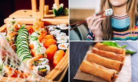 Sushibox (50 stuks) + 6 loempia's