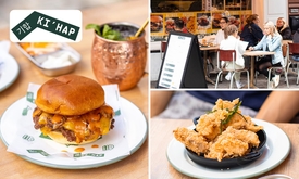 Aziatisch burgermenu + friet + evt. k-chicken