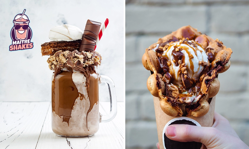 Bubble waffle + ijs + 3 toppings of freakshake + topping