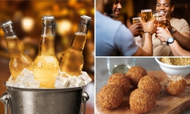 Bucket met 6 biertjes, evt. inlcusief 8 bitterballen